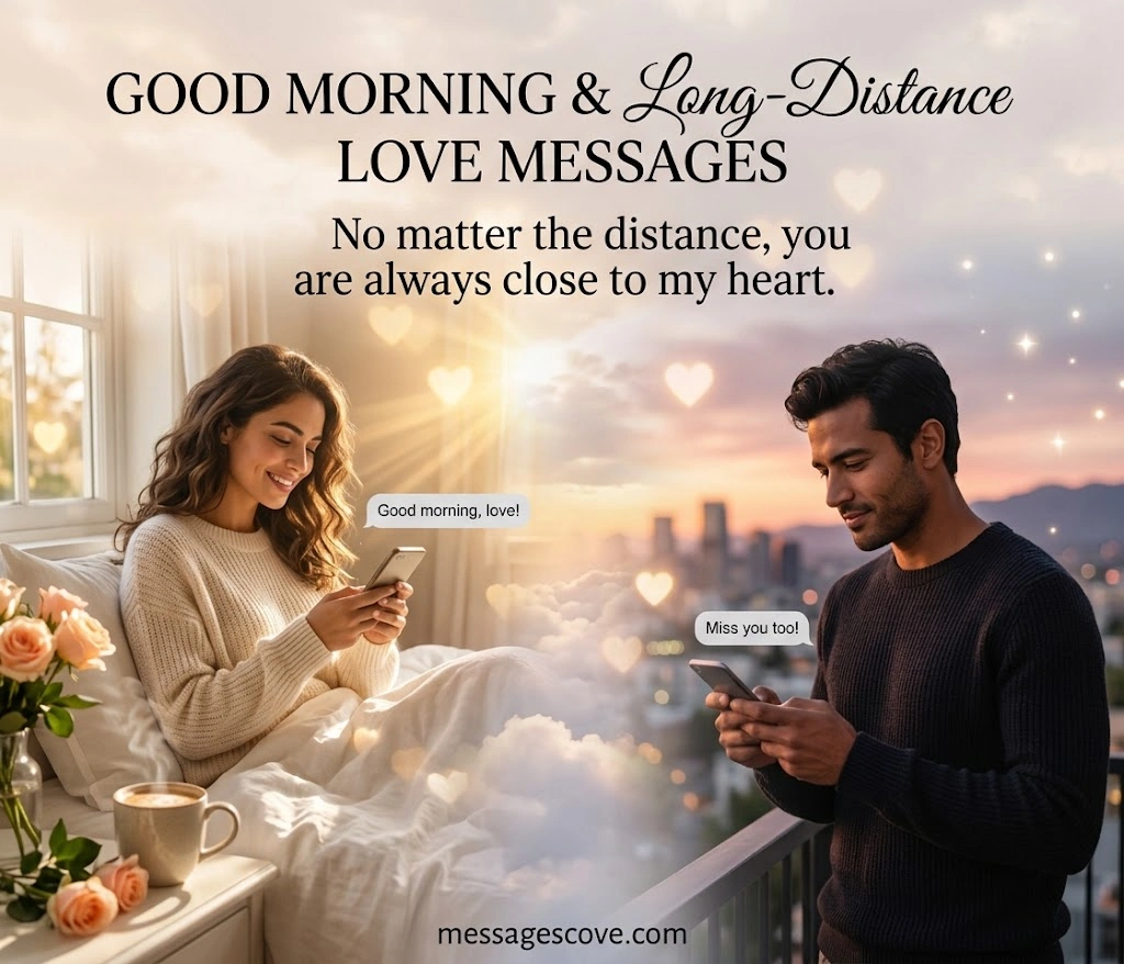 Good Morning and Long-Distance Romantic Love Messages for Her