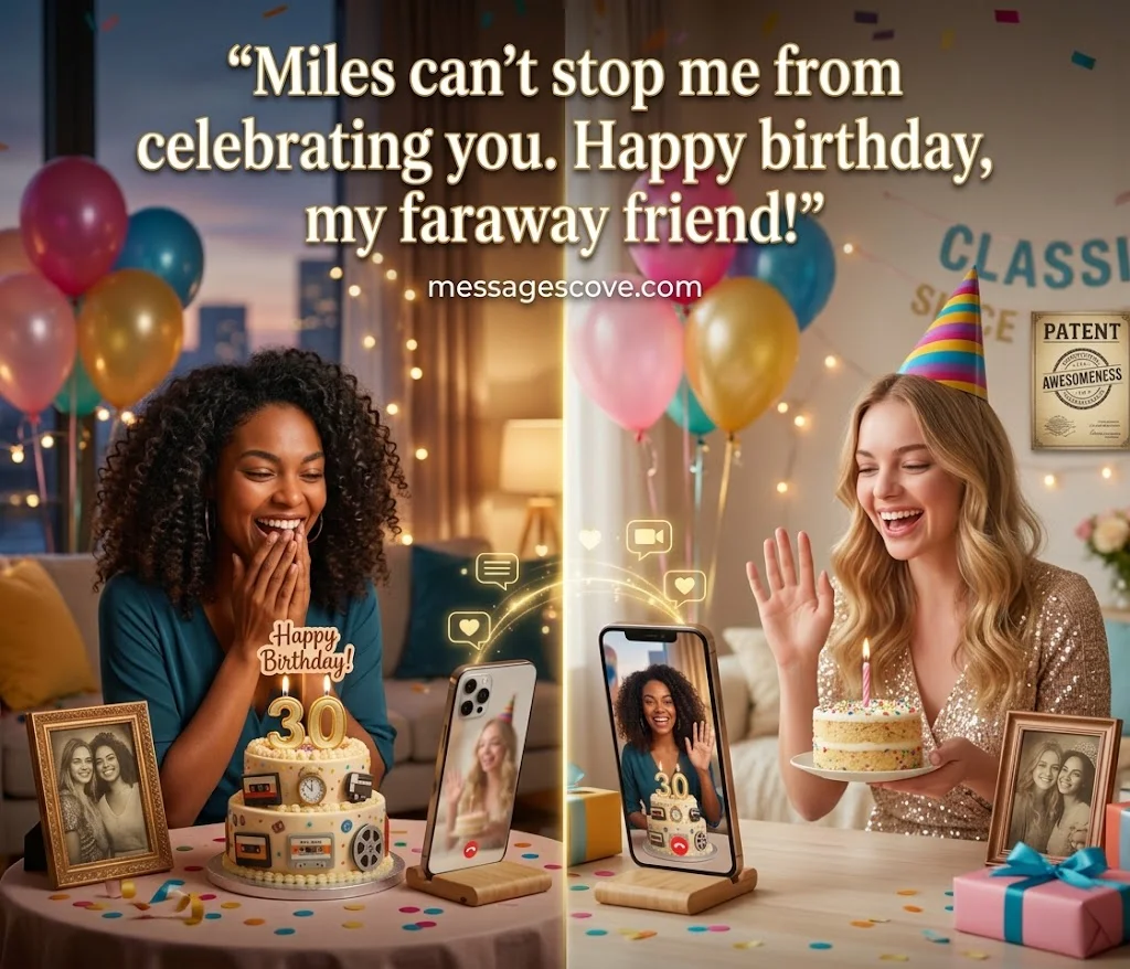 Birthday Messages for Friend Long-Distance, Belated & Milestone