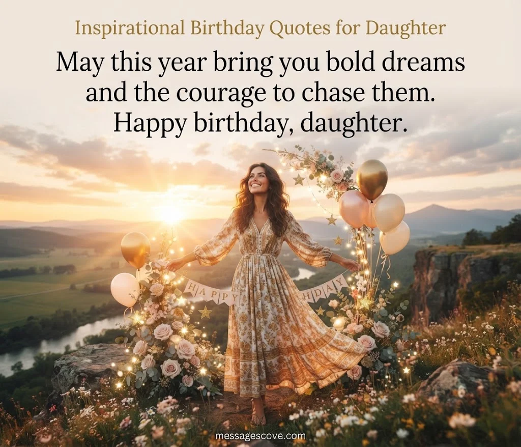 Then inspirational birthday quotes for daughter, for dreams, courage and a fresh start.